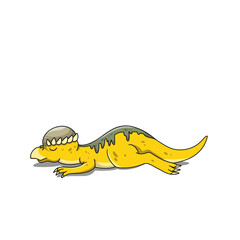 Fototapeta premium Cartoon of Sleeping Pachycephalosaurus Dinosaur