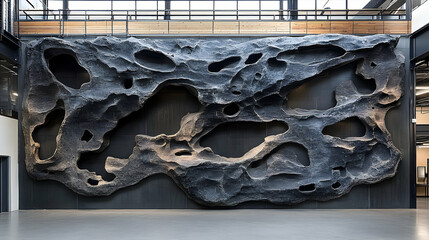 Dramatic Interior Wall Sculpture Resembling Eroded Rock Formatio