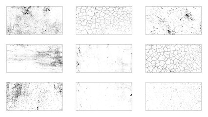 Overlay texture, layers with effects. Stamps grunge, damage, old, retro, concrete and other. Different paint textures overlay. Grainy stamp, grunge, damage, scratches marks. Vector set effects