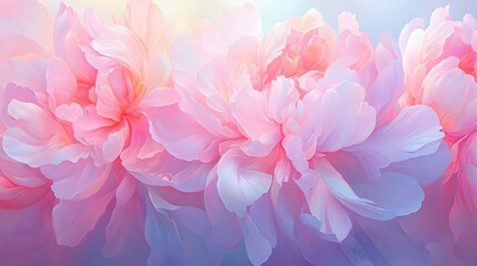 Delicate Pastel Peony Blossoms Displaying Soft Petals and Subtle