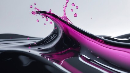 Dynamic splash of vibrant pink liquid frozen in motion against a clean grey background