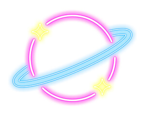 Neon Planet Icon Illustration