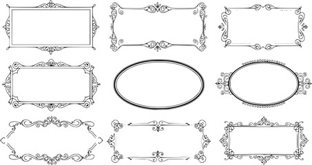 Fototapeta premium decorative ornate frames, calligraphic borders, elegant decorative elements, heraldic design, ornate borders, vintage frames, victorian frames, retro frames, decorative graphic elements, antique frame