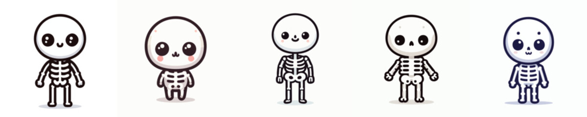 Adorable Chibi Skeletons – Cartoon Halloween Skull Kids Set
