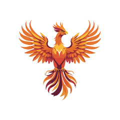 Phoenix Bird with Open Wings Vector
