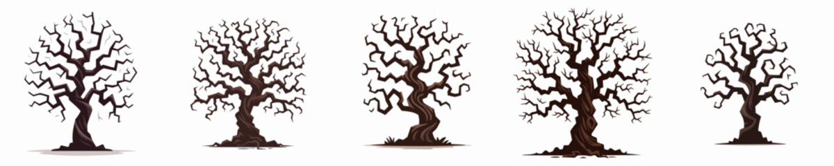Creepy Tree Silhouette with Ground Shadow | Halloween Horror Graphic
