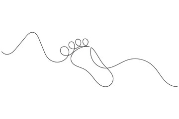 Foot sole continuous line drawing vector on white background in minimalist and simple outline style