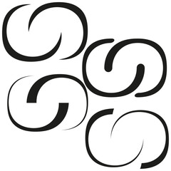 Thick arc icons. Bold curved pattern. S shape Vector. Minimal loop design.