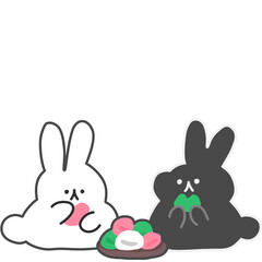 송편, 떡, rice cake, 추석, 설날, 명절, holiday, 분홍, 초록, rabbit, bunny, animal, easter, cartoon, illustration, hare, cute, pet, animals, art, mammal, baby, sweet, dessert, 디저트, 꿀떡, honey rice cake, 토끼, 하얀토끼, 까만