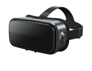 Modern virtual reality headset with sleek design and adjustable strap isolated on transparent background