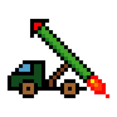 Fototapeta premium Missile or rocket launcher truck in pixel art style
