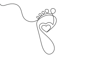 Foot sole continuous line drawing vector on white background in minimalist and simple outline style