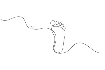 Foot sole continuous line drawing vector on white background in minimalist and simple outline style