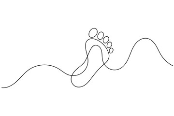 Foot sole continuous line drawing vector on white background in minimalist and simple outline style