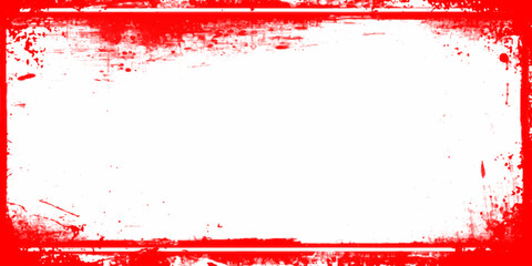 Rectangle background with a red frame. Painted by hand with a rough brush. Sketch, ink, grunge.transparent realistic red paint and ink splash frame The blank space within is ideal for adding text 