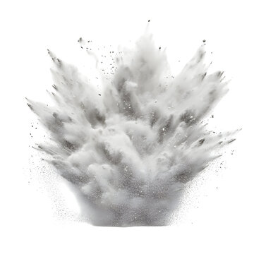 Dynamic burst of white powder explosion against a stark black background image