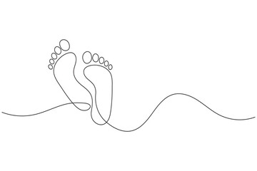 Foot sole continuous line drawing vector on white background in minimalist and simple outline style