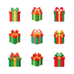 Set of Christmas Gift Box Vector Design