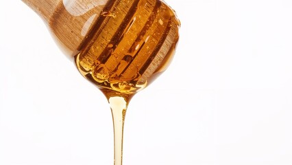 honey dripping from a wooden spoon