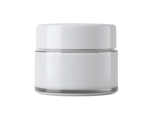 Clean white cosmetic cream jar with lid isolated on transparent background