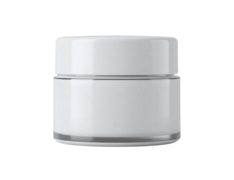 Clean white cosmetic cream jar with lid isolated on transparent background - Powered by Adobe