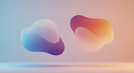 Vibrant Gradient Liquid Shapes Floating In A Minimalist 3D Rendered Abstract Scene