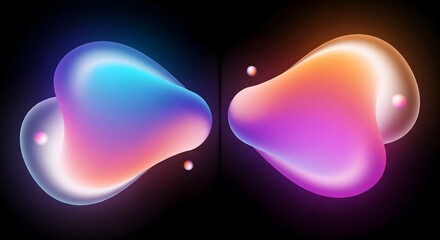 Vibrant Glowing Fluid Shapes With Abstract Gradients On A Dark Futuristic Background