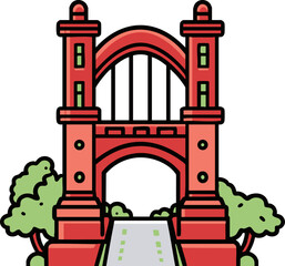 full-shot of a Golden Gate icon The background co