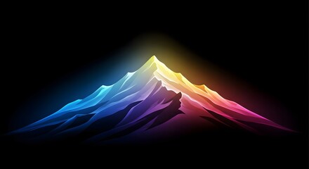 Luminous Colorful Mountain Peak With Vibrant Abstract Gradient On A Dark Background