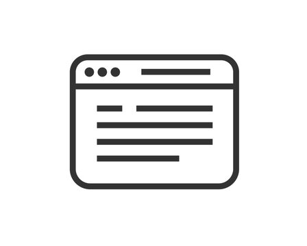 Website or web site page icon line stroke simple vector graphic, webpage browser window outline thin linear pictogram sign symbol image clip art

