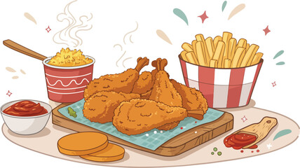 Fried Chicken on board vector design, Fried Chicken vector design, Fried Chicken Logo design