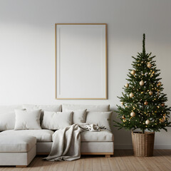 Cozy Living Room Christmas Tree Mockup