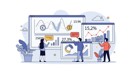 Business analysts examining financial charts and graphs for growth opportunities