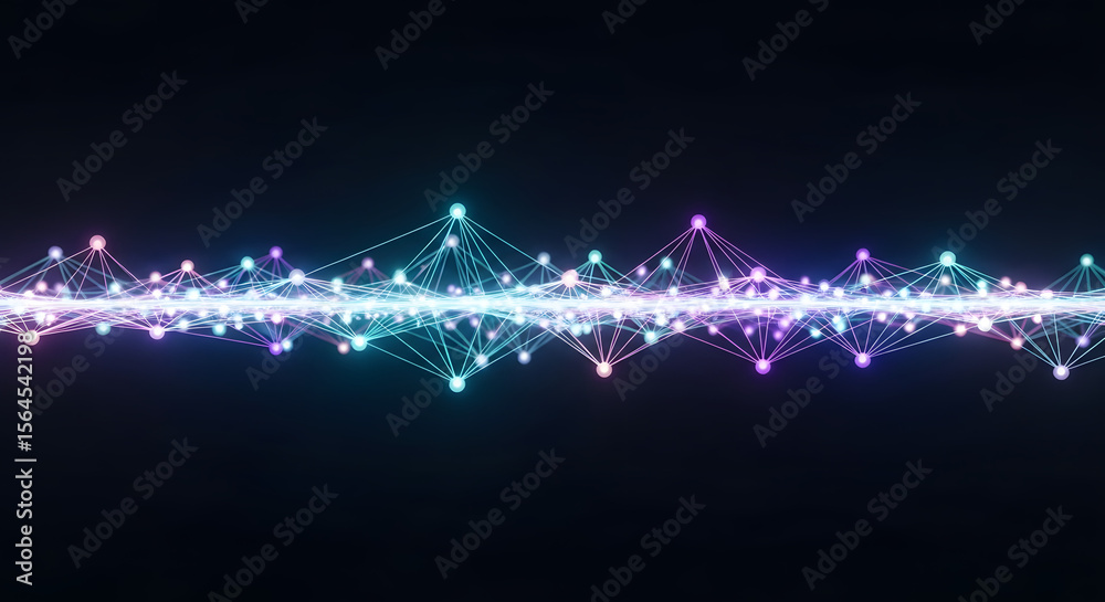Poster abstract data flow: a mesmerizing visualization of data flow, represented by interconnected nodes em