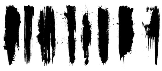 Set of vector paint brush strokes. Vector collection or set of artistic black paint, ink or acrylic hand made creative brush stroke background