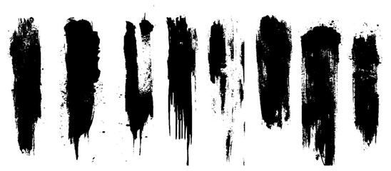Set of vector paint brush strokes.  Black ink grunge brush strokes. Grunge design elements. Vector illustration.