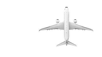 Top-down view of a commercial airplane set against a stark black background