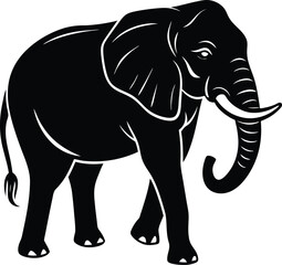Obraz premium Majestic African Elephant Walking in Silhouette Powerful Wildlife Illustration new 2025 trendy