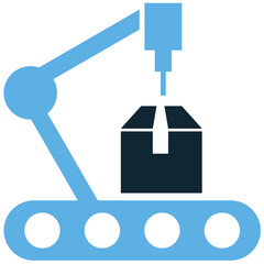 Factory fabrication icon vector, showcasing metalwork, assembly, and construction within an industrial plant. Ideal for illustrating manufacturing processes, custom production, and industrial design.