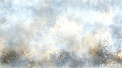 Ethereal watercolor wash with soft blues, grays, and hints of go