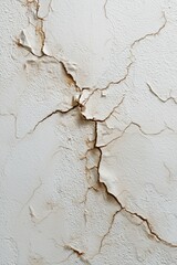Cracked plaster wall with peeling texture and hairline fractures