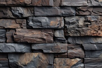 Dark stacked slate stone wall texture
