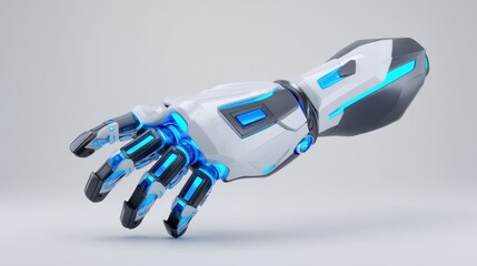 Futuristic robotic hand with glowing blue accents