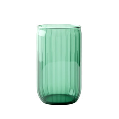 Modern ribbed green glass tumbler isolated on transparent background