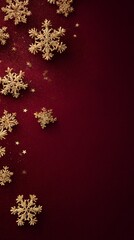 Luxury Christmas Background with Golden Snowflakes on Red.