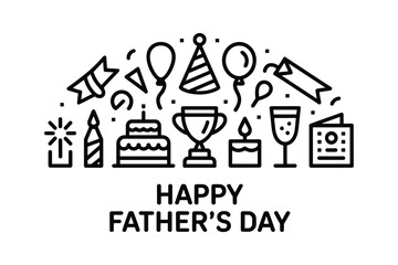 Festive celebration icons for fathers day party cake