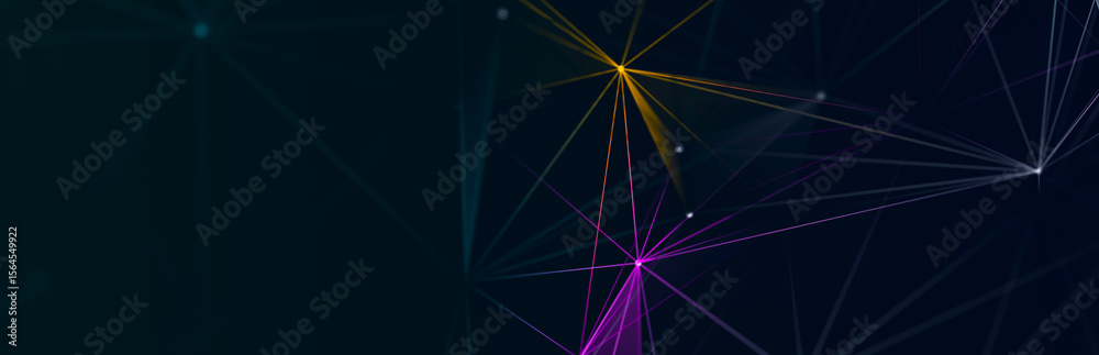 Leinwandbilder Technology background. Honeycomb concept. Big data. Hexagonal space with connected dots and lines. 3d
