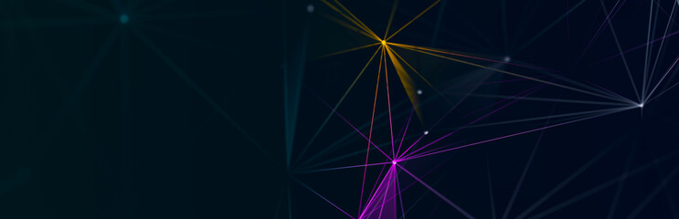 Technology background. Honeycomb concept. Big data. Hexagonal space with connected dots and lines. 3d