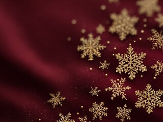 Fototapeta premium Luxury Christmas Background with Golden Snowflakes on Red.