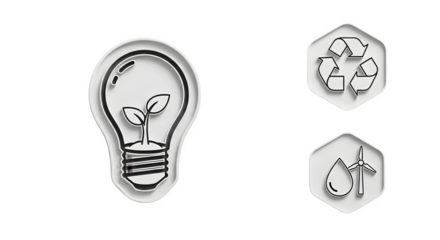 Sustainable Energy Icons, isolated on transparent background